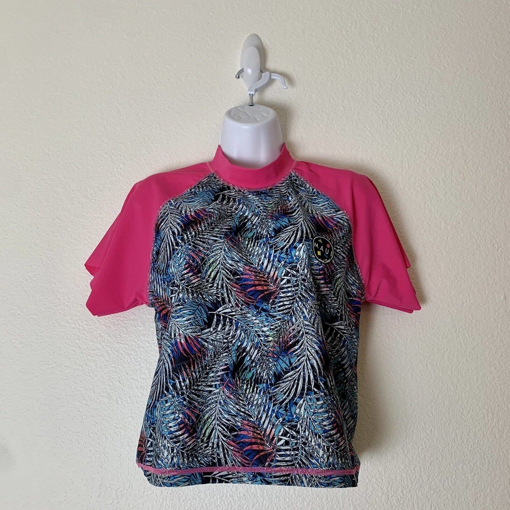 MAUI & SONS Girls Swim Surf Top Blouse Rashguard  XL Large Pink